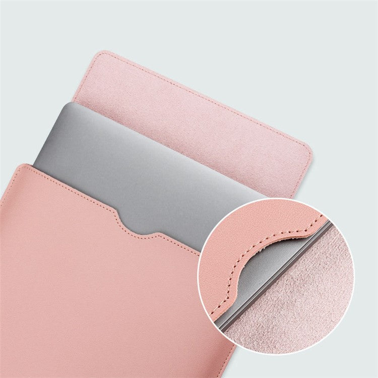 14 inch Laptop Sleeve Ultra-Thin PU Leather Carrying Pouch + Small Bag - Khaki