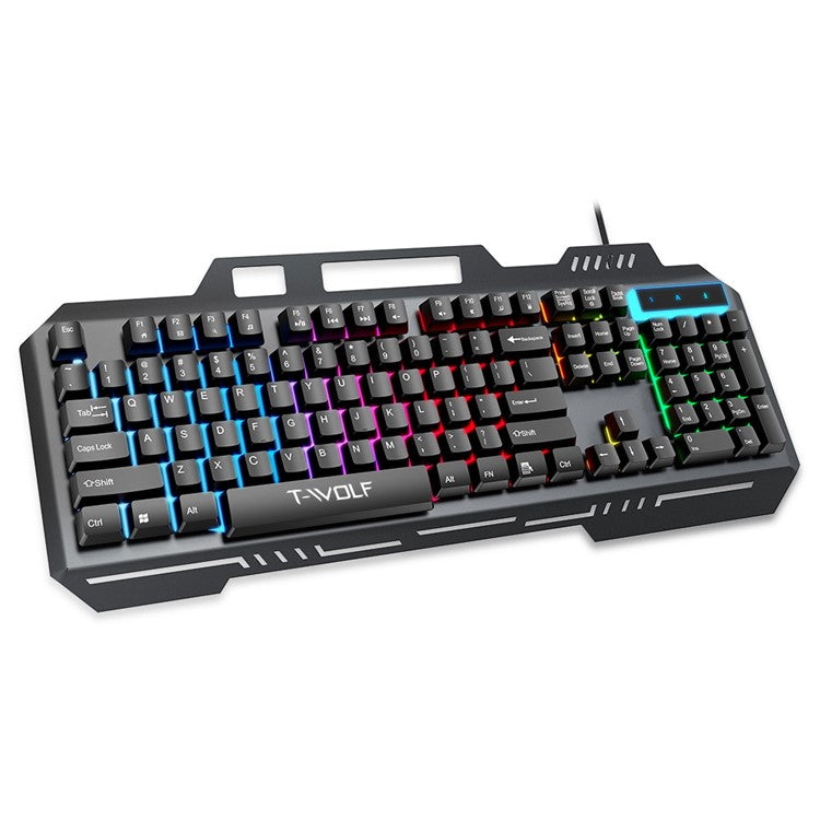 T-WOLF T16 Backlit Wired 104-Key Gaming Keyboard Ambient Light Gaming Keyboard