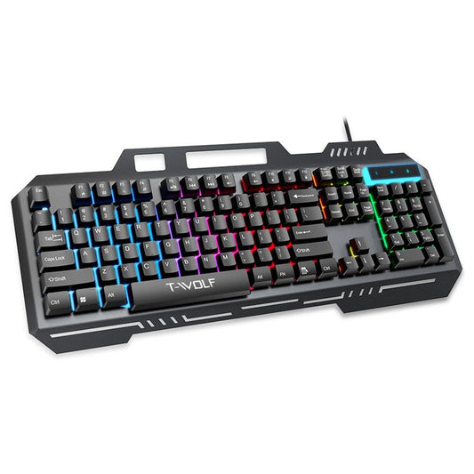 T-WOLF T16 Backlit Wired 104-Key Gaming Keyboard Ambient Light Gaming Keyboard