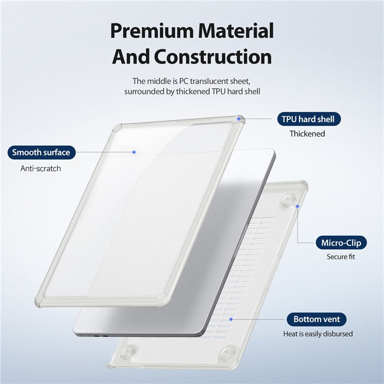 DUX DUCIS LCGM Series Glossy Case for Macbook Air 15 inch (2025) / (2024) A3114 / (2023) A2941 TPU+PC Protective Shell - Transparent