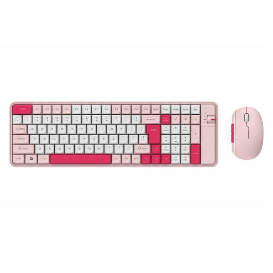 QW06 Bluetooth 5.0 Keyboard Mouse Set Business Office Wireless Keyboard+Mouse - Pink