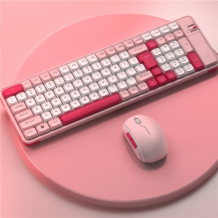 QW06 Bluetooth 5.0 Keyboard Mouse Set Business Office Wireless Keyboard+Mouse - Pink