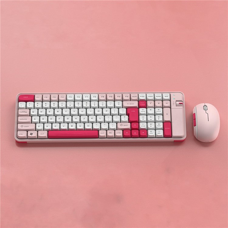 QW06 Bluetooth 5.0 Keyboard Mouse Set Business Office Wireless Keyboard+Mouse - Pink