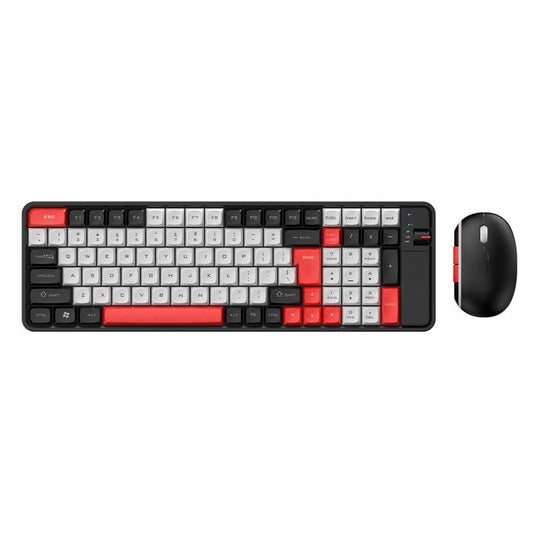 QW06 Bluetooth 5.0 Keyboard Mouse Set Business Office Wireless Keyboard+Mouse - Black / Red