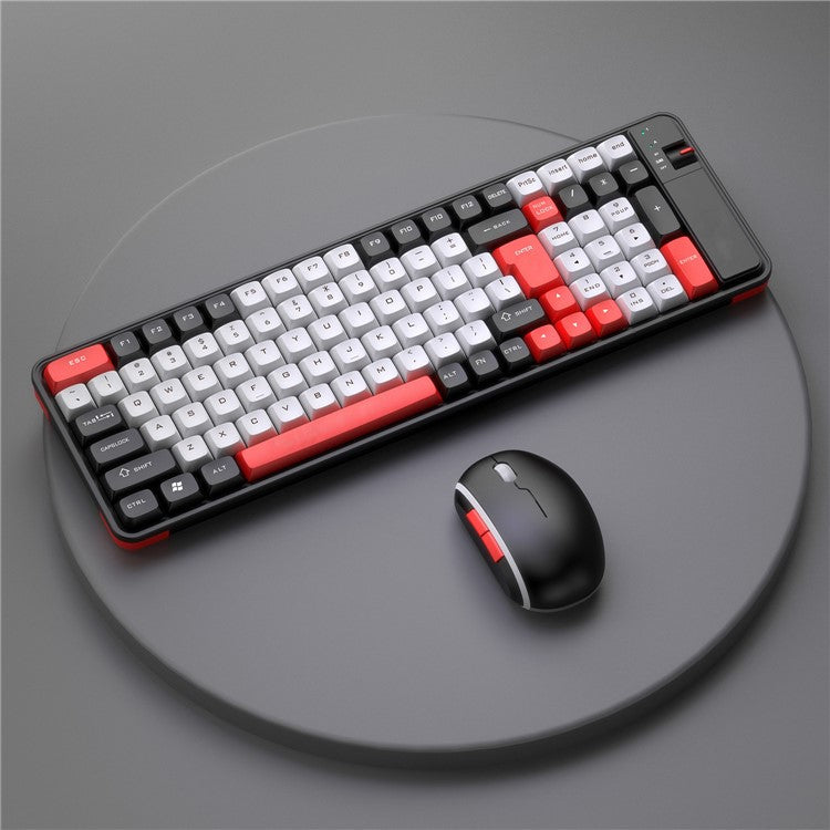 QW06 Bluetooth 5.0 Keyboard Mouse Set Business Office Wireless Keyboard+Mouse - Black / Red