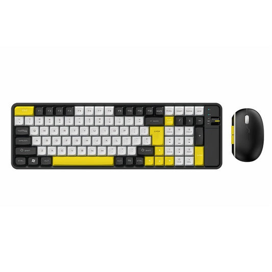 QW06 Bluetooth 5.0 Keyboard Mouse Set Business Office Wireless Keyboard+Mouse - Black / Yellow