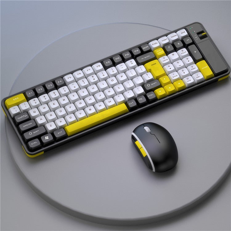 QW06 Bluetooth 5.0 Keyboard Mouse Set Business Office Wireless Keyboard+Mouse - Black / Yellow