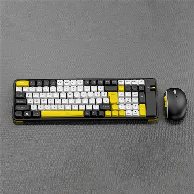 QW06 Bluetooth 5.0 Keyboard Mouse Set Business Office Wireless Keyboard+Mouse - Black / Yellow