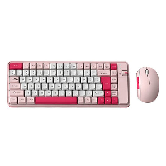 QW07 Wireless Keyboard Mouse Set Home Office Computer Bluetooth 5.0 Keyboard + Mouse  - Pink