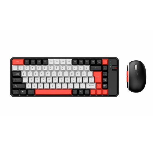 QW07 Wireless Keyboard Mouse Set Home Office Computer Bluetooth 5.0 Keyboard + Mouse  - Black / Red