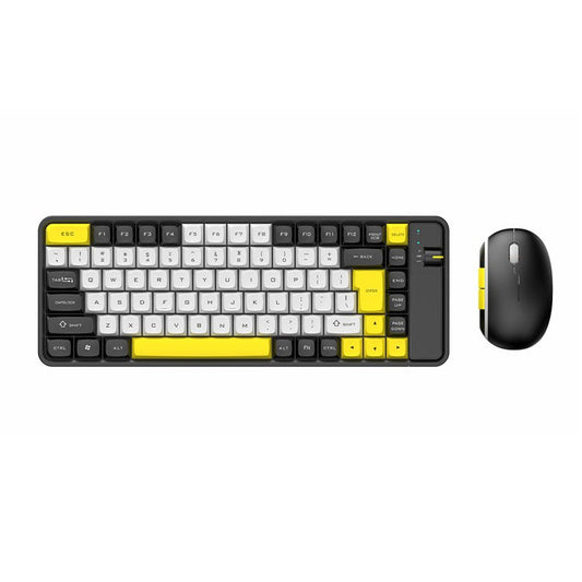 QW07 Wireless Keyboard Mouse Set Home Office Computer Bluetooth 5.0 Keyboard + Mouse  - Black / Yellow