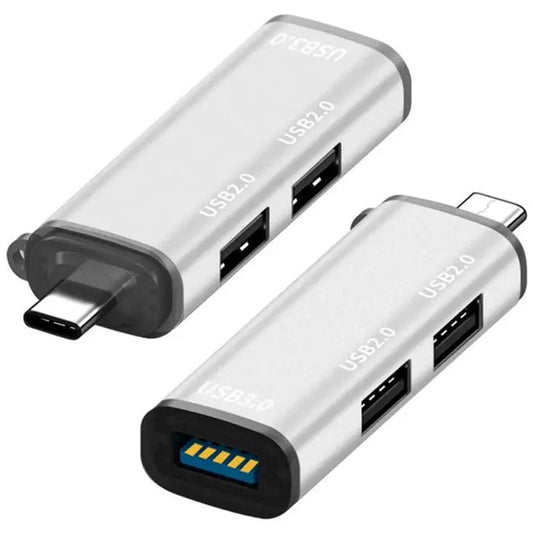 ADS-302C Type-C Adapter Hub to USB 3.0 +  Dual USB 2.0 Expansion Station - Silver