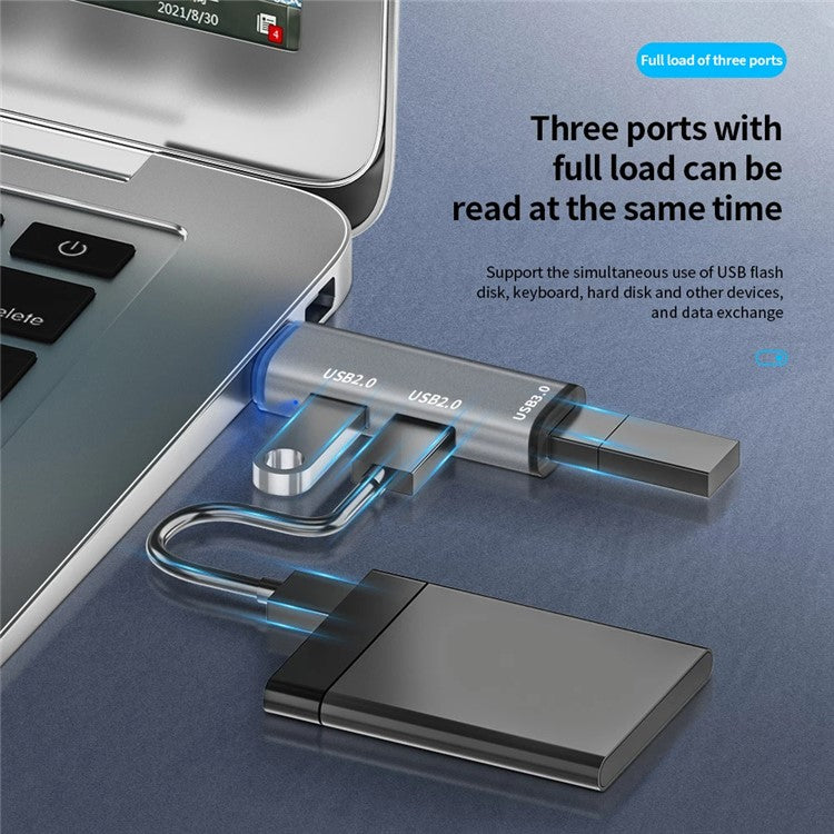ADS-302C Type-C Adapter Hub to USB 3.0 +  Dual USB 2.0 Expansion Station - Silver