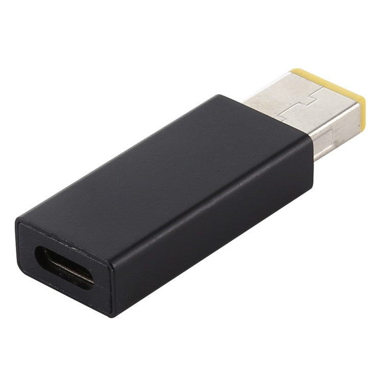 Type-C Female to Rectangle Male PD 20V DC Power Adapter Square Charger Converter for Lenovo Laptop - Black
