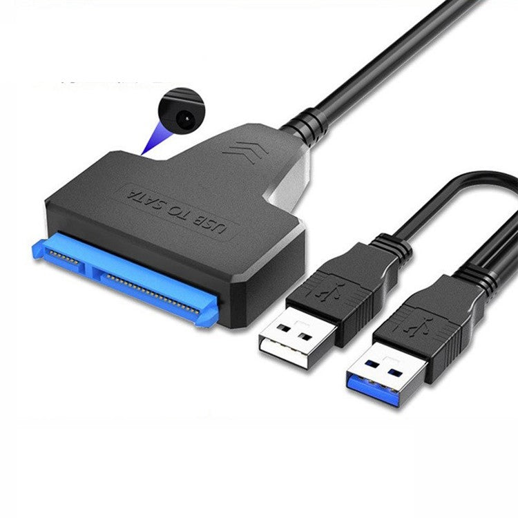 XCF-YQ001 Dual USB to 3.5'' 2.5'' Hard Drive Adapter Cable USB to SATA Convertor Line with Power Port for Laptop Desktop Computer SATA Disk Data Transfer