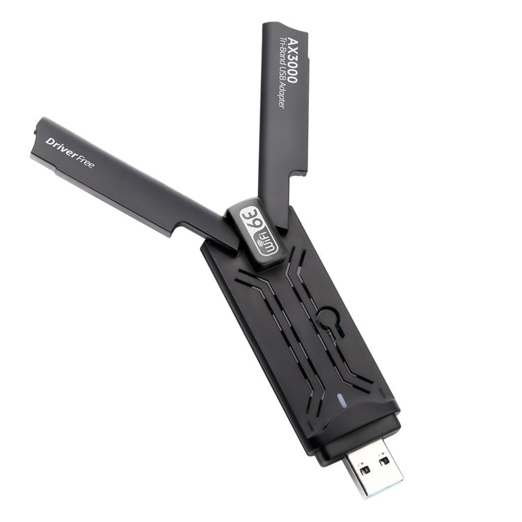 WD-AX3000 WiFi Receiver USB 3.0 WiFi6 Driver Free Wireless Network Card for Desktop PC / Laptop - Black