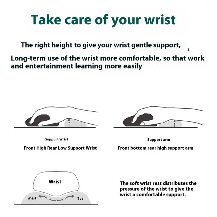 Ergonomic Memory Foam Wrist Support Mouse Pad Non-Slip Wrist Pain Relief Mousepad - Lake Blue