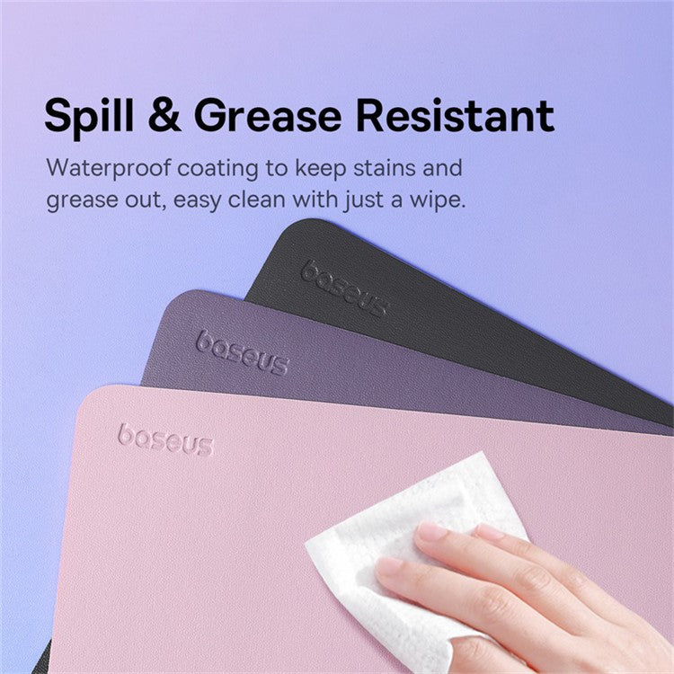 BASEUS 21x26cm Double-Sided PU Leather Smooth Mouse Pad Non-Slip Base Office Home Mouse Pad - Pink