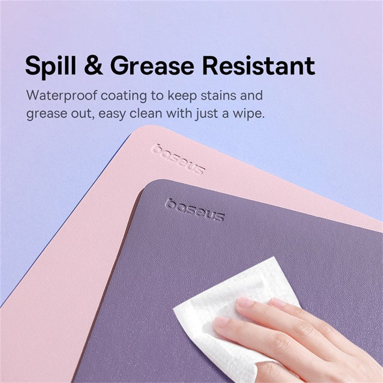 BASEUS 21x26cm Double-Sided PU Leather Smooth Mouse Pad Non-Slip Base Office Home Mouse Pad - Purple