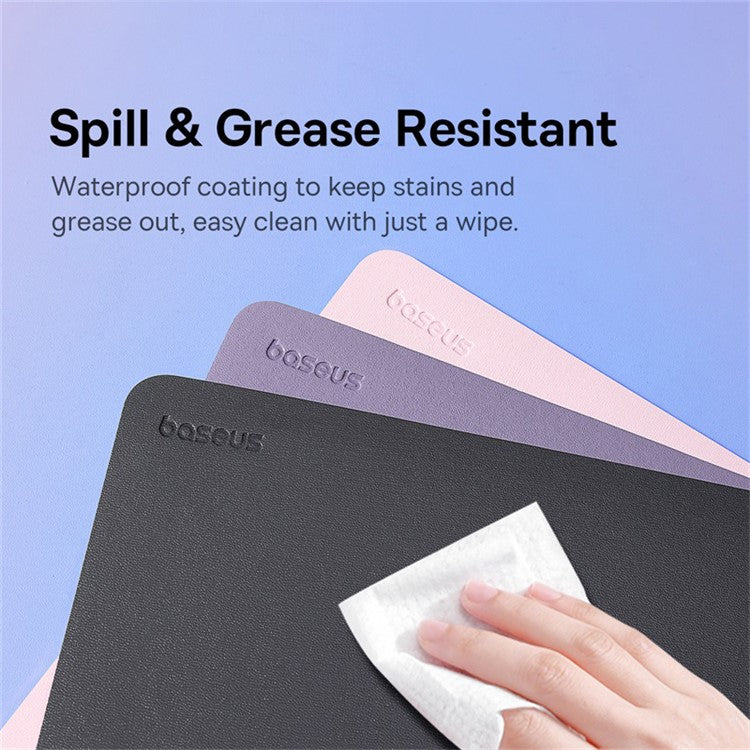 BASEUS 21x26cm Double-Sided PU Leather Smooth Mouse Pad Non-Slip Base Office Home Mouse Pad - Grey