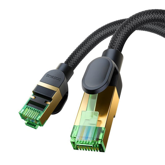 BASEUS PCWLA107 5m Ethernet CAT8 Line Laptop Router Computer 40Gpbs RJ45 Patch Internet Cord (Braided Cable) - Black