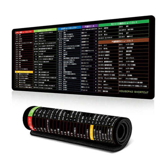 300*800*2mm Rubber Desk Mat Shortcut Keys Anti-slip Gaming Mouse Pad - Japanese Shortcut Keys