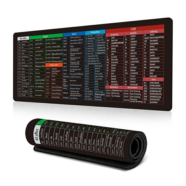 Quick Keys Mat 300*800*2mm Rubber Desk Mat Shortcut Keys Anti-slip Gaming Mouse Pad ...