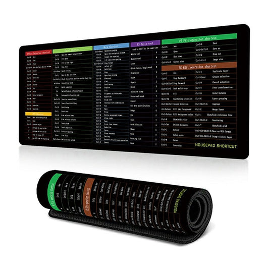 300*800*2mm Rubber Desk Mat Shortcut Keys Anti-slip Gaming Mouse Pad - English Shortcut Keys 5