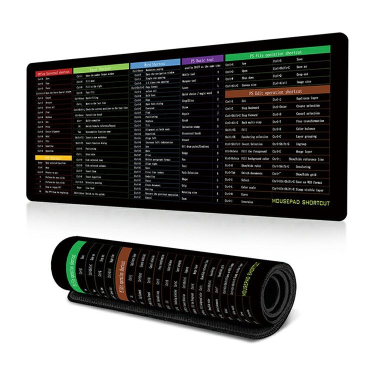 300*800*3mm Anti-slip Gaming Mouse Pad Shortcut Keys Rubber Desk Mat - English Shortcut Keys 5