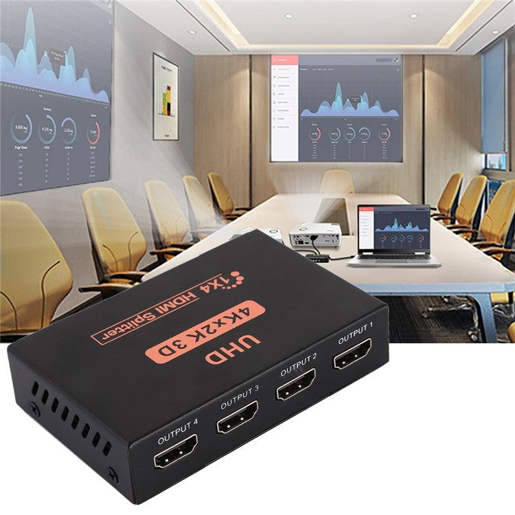 UHD 4Kx2K 3D 1x4 HDMI Splitter 1 Input 4 Output Adapter for HDTV Monitor - EU Plug