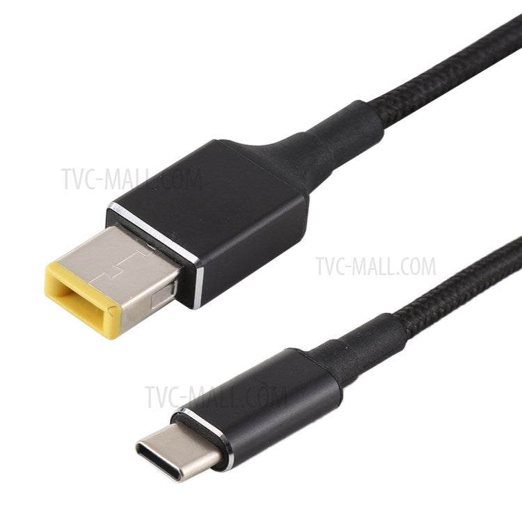 Big Square Male to Type-C Nylon Braided Power Charging Cable for Lenovo Laptop 1.8m