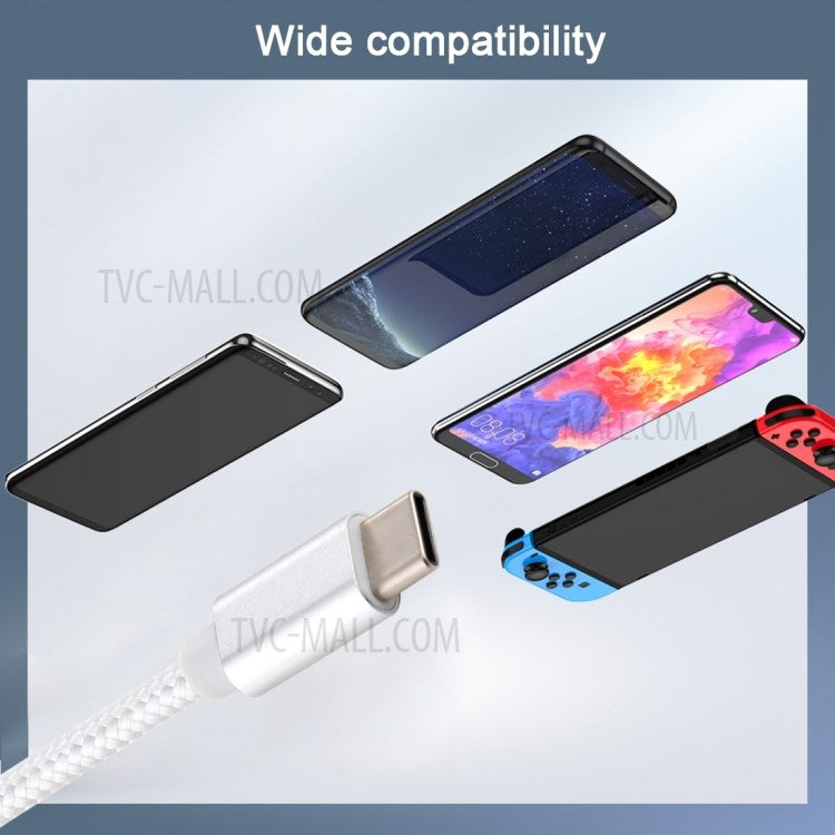 45W / 60W / 65W / 85W 5 Pin Magnetic Head (T Head Gen2) to Type-C PD Braid Quick Charging Cable - White