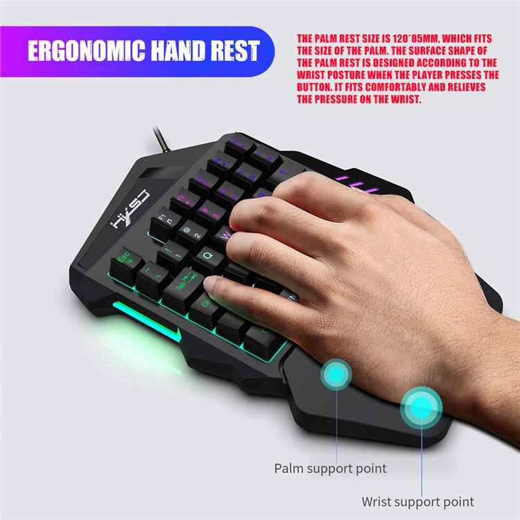 HXSJ A883 Wired RGB Gaming Mouse + V100 35 Keys Single-hand Gaming Keyboard + P8 Portable Keyboard Mouse Converter for Android