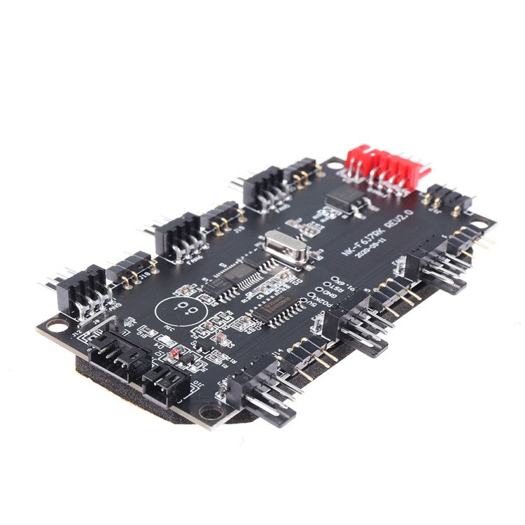 SATA Power Supply 1 to 6 Fan Hub 5V 4Pin PWM 3Pin ARGB Splitter for PC LED Light Cooler Controller with Wireless IR Remote Control