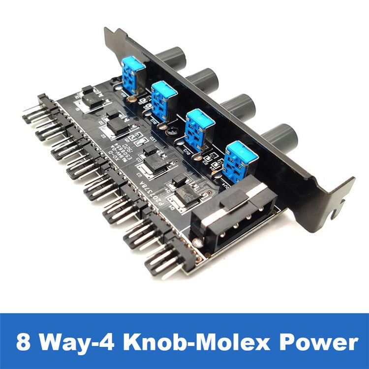 4Pin 3Pin 8 Way 4 Knob Computer Case Cooling Fan Hub Speed Controller Regulator Splitter Adapter (4-pin IDE Power Supply)