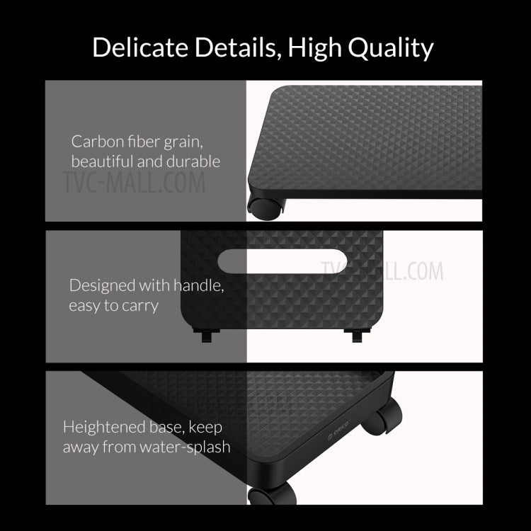 ORICO CPB1 Computer Host Support Carbon Fiber Grain Bracket with Wheels and Brake Lock