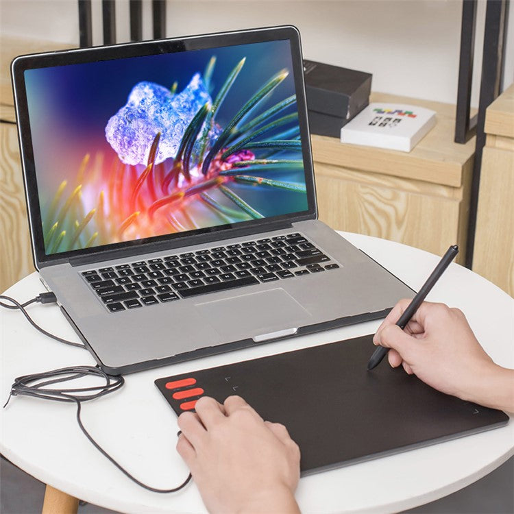 VINSA T505 Portable Digital Tablet Electronic Drawing Plate + 8192 Level Pressure Sensitive Pen Refills OTG Adapter with Cable Copy Sticker Kit for Mobile Phone Computer Laptop