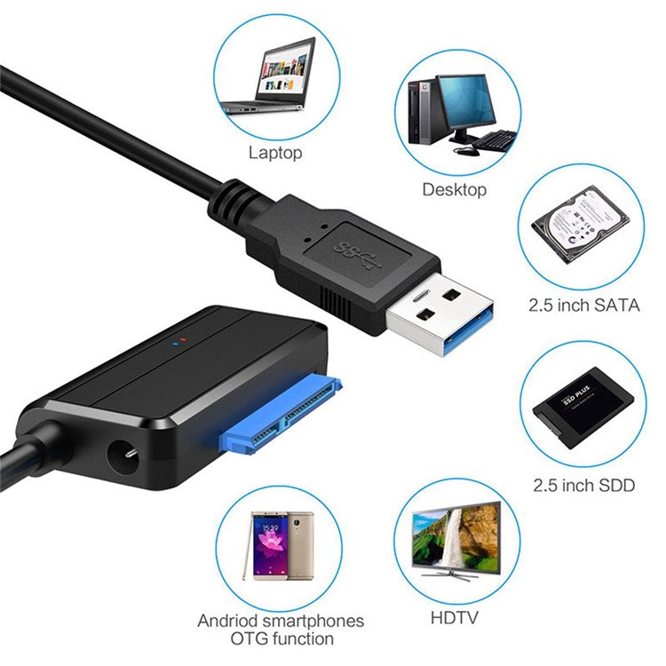 U3-027-RI 0.3m USB 3.0 to Angled SATA 22 Pin Adapter Cable for 2.5" 3.5" Hard Disk Drive SSD for Desktop Laptop (No Power Supply)