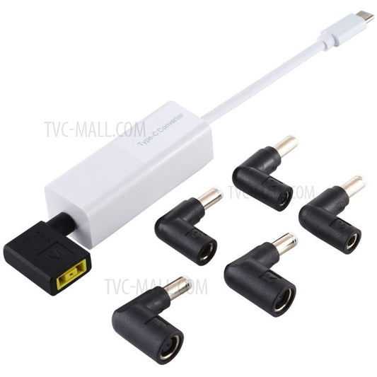 65W Type-C to 6 in 1 Power Supply Cord Computer Laptop Adapter - White