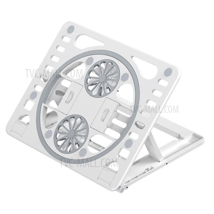 HZ01 Laptop Cooler Cooling Pad USB Two Cooling Fan Heat Dissipation Adjustable Notebook Stand - White