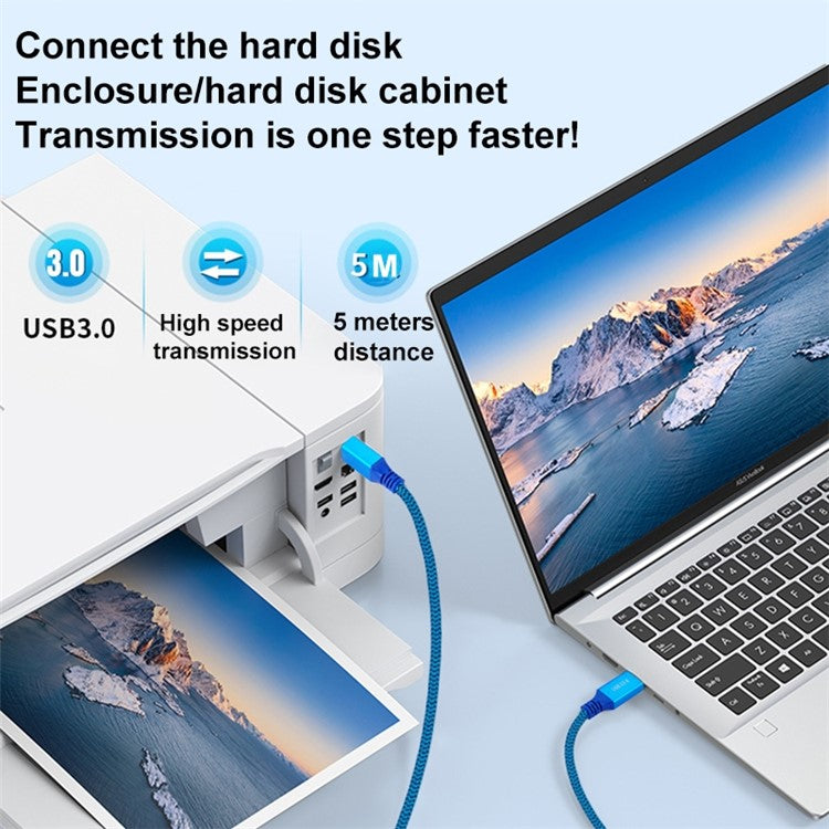 1m USB-A 3.0 Male to USB Type-B Male Connection Cable for Printer / Hard Drive Box