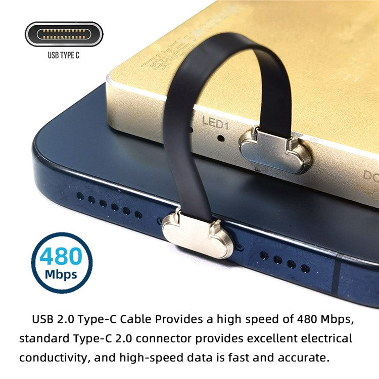 UC-170-0.07M 75mm Angled USB-C to USB-C Ultra Slim Flat USB2.0 Data Cable 65W Fast Charge Cord for Laptop Tablet Phone