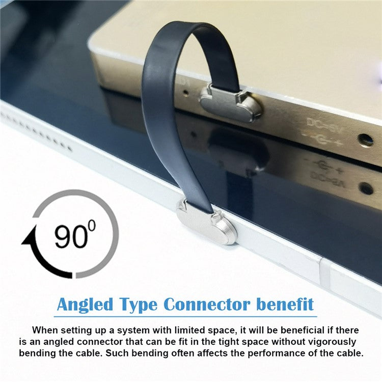 UC-170-0.07M 75mm Angled USB-C to USB-C Ultra Slim Flat USB2.0 Data Cable 65W Fast Charge Cord for Laptop Tablet Phone