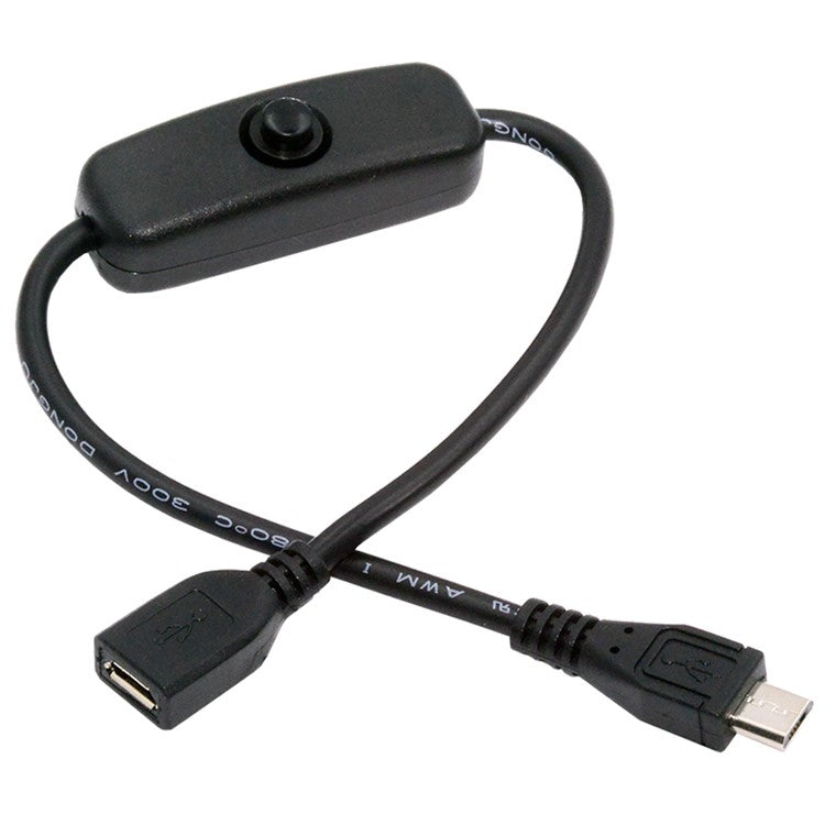 PW-012-MM Micro USB2.0 Cable with On / Off Power Switch Button Micro 5 Pin Male to Female for DC 5V Desk Lamp Fan Camera