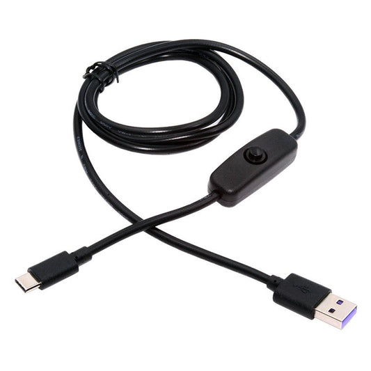 PW-015-TC 1m Type-C Male to USB-A Male USB2.0 Cable with On / Off Power Switch Button for DC5V Desk Lamp Fan Camera