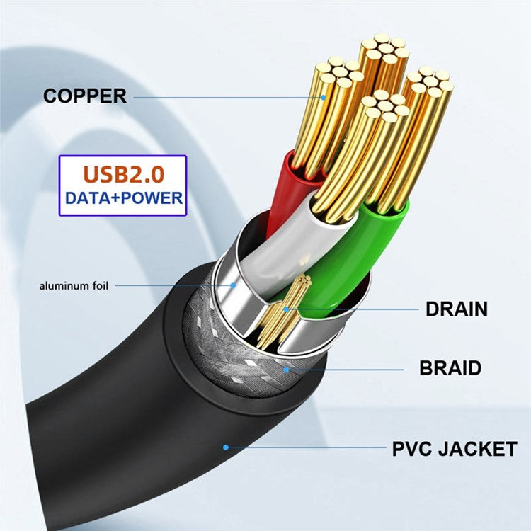 U2-076 Single USB 2.0 Male Type-A to Motherboard 9Pin 10Pin Male Header Cable with Sleeve 20cm