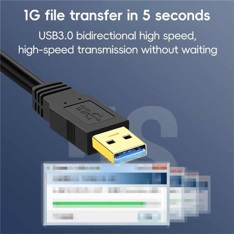 0.6m USB 3.0 Male to Male Mobile Hard Drive Box Data Cable Laptop Radiator Extension Cord, Black
