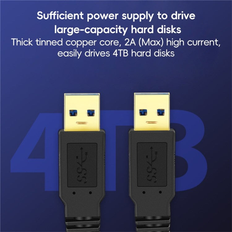 0.3m USB 3.0 Male to Male Mobile Hard Drive Box Data Cable Laptop Radiator Extension Cord, Black