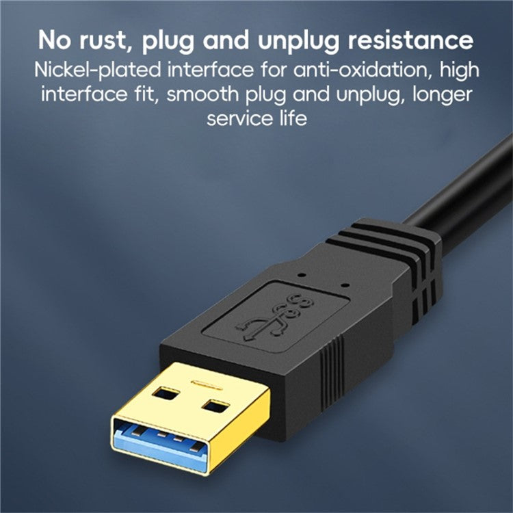 0.3m USB 3.0 Male to Male Mobile Hard Drive Box Data Cable Laptop Radiator Extension Cord, Black