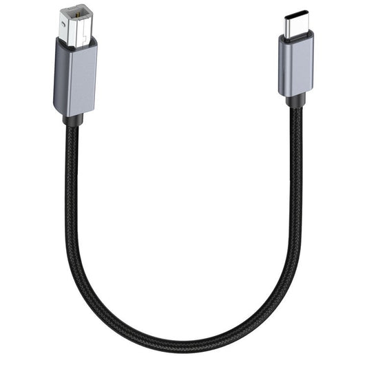 0.3m USB B to USB C Printer Cable Nylon Cord Compatible with MIDI Keyboard DAC DJ Controller